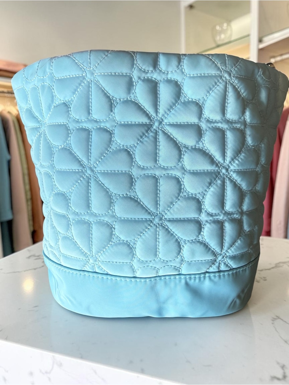 kate spade New York Light Blue Quilted Leather Bucket Bag - Picture 4 of 6